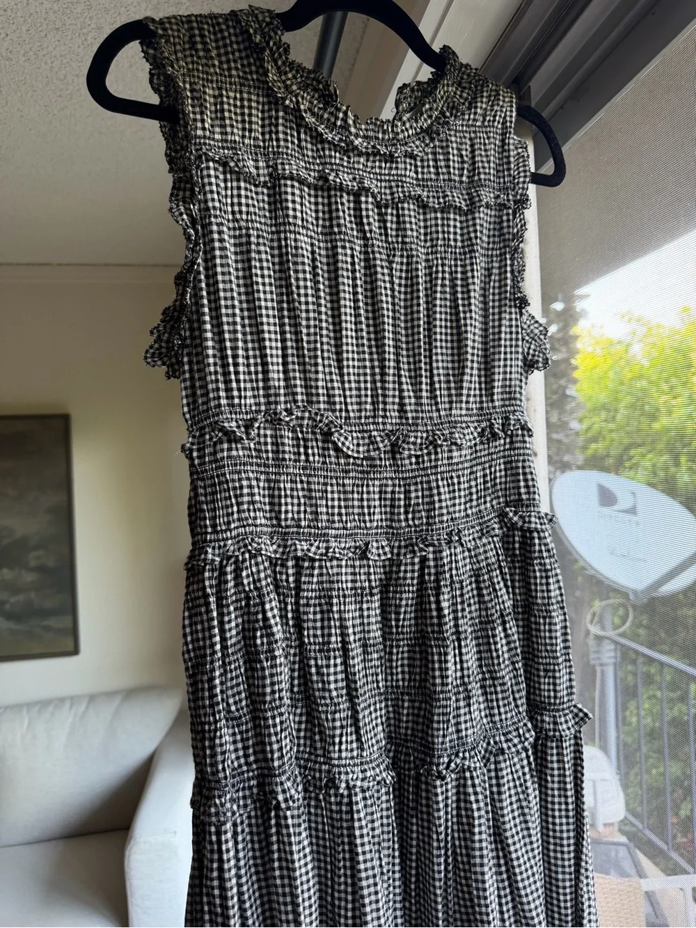 Doen Black and White Gingham Smocked Maxi Dress - Picture 3 of 4